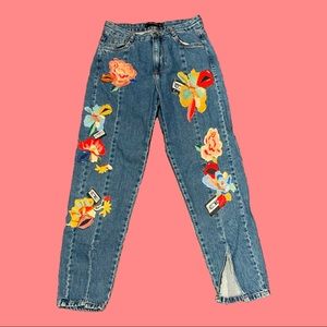 Rare Zara Floral Patch Vintage Cassette Tape Jeans